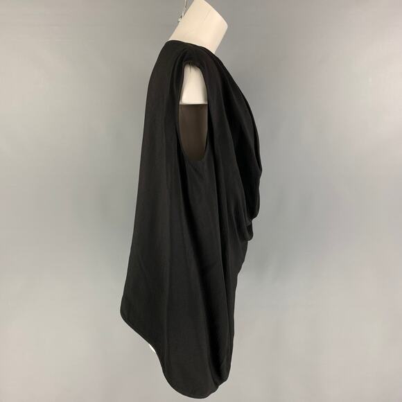 RICK OWENS GLITTER FW 17Size 8 Black Viscose Draped Sleeveless Blouse - Picture 2 of 5